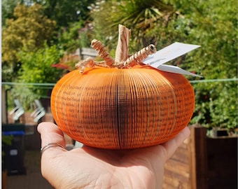 Small Book Page Pumpkin – Halloween Decoration – Autumn Table Decor – Fall Home Decor – Handmade Book Art Pumpkin
