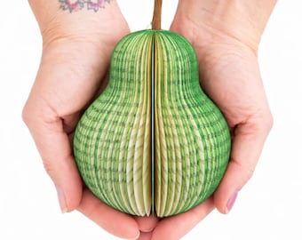 Pear Book Sculpture – Personalised Paper Anniversary Gift – 4th Anniversary Fruit Gift – Handmade Book Art Pear UK