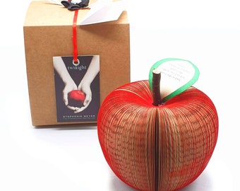 Personalized Twilight Apple - Red Apple - Handmade from Twilight Book Book Art Apple - Paper Fruit