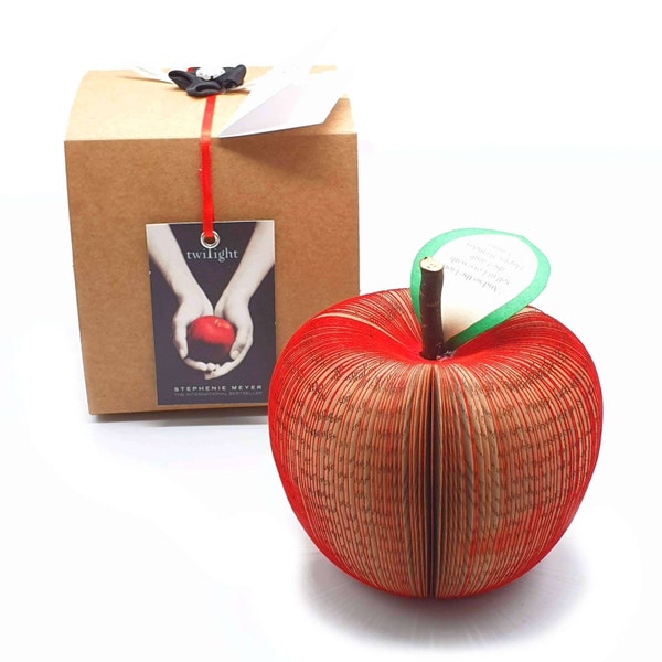 Personalized Twilight Apple - Red Apple - Handmade from Twilight Book Book Art Apple - Paper Fruit