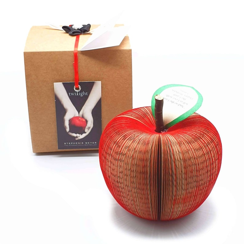 Personalized Twilight Apple Red Apple Handmade from Twilight Book Book Art Apple Paper Fruit image 1