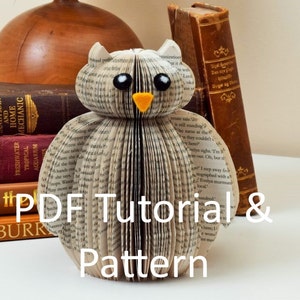 Tutoriel PDF et modèle - Book Art Owl - Patron de découpe de papier - Instructions - photos - Téléchargement instantané - Modèle de modèle Book Owl
