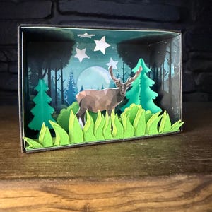 DIY Papercraft Kit for Adults: Night Forest Scene