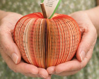 Personalised Teacher Apple Gift | Thank You Teacher Gift | End of Term Present | Handmade Book Art UK