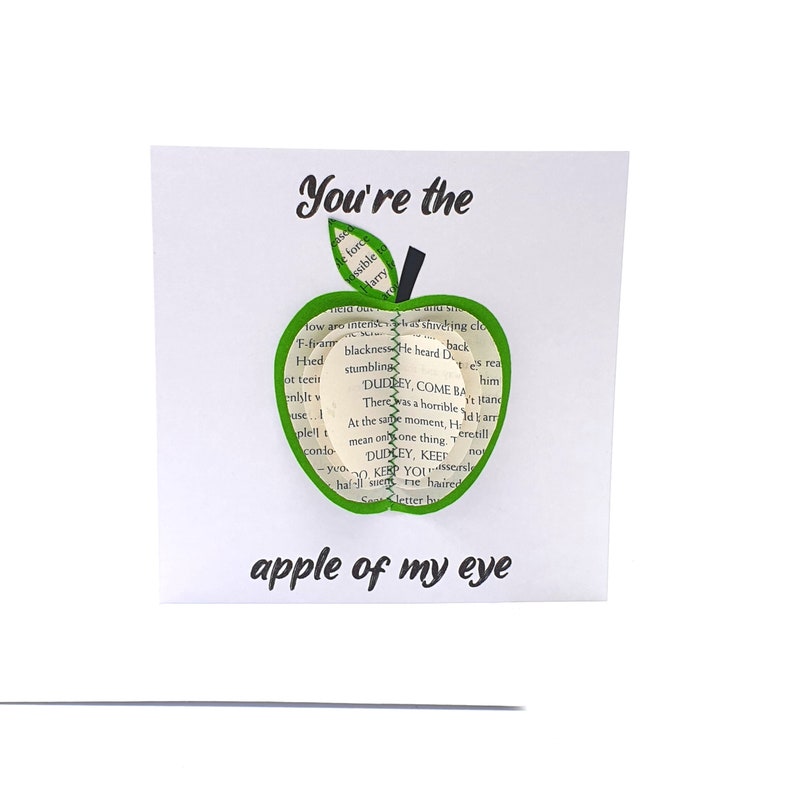 Red Apple made from a Book with a personalised leaf image 7