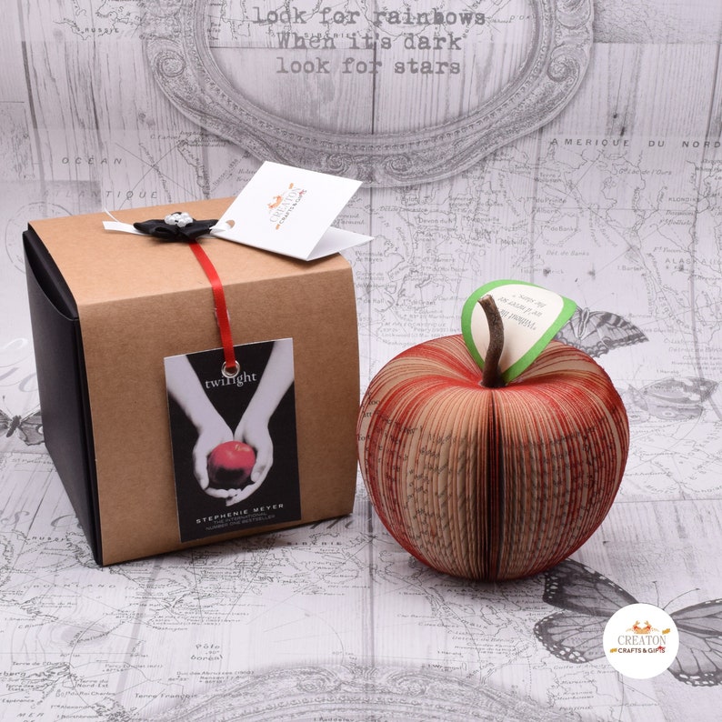 Personalized Twilight Apple Red Apple Handmade from Twilight Book Book Art Apple Paper Fruit image 5