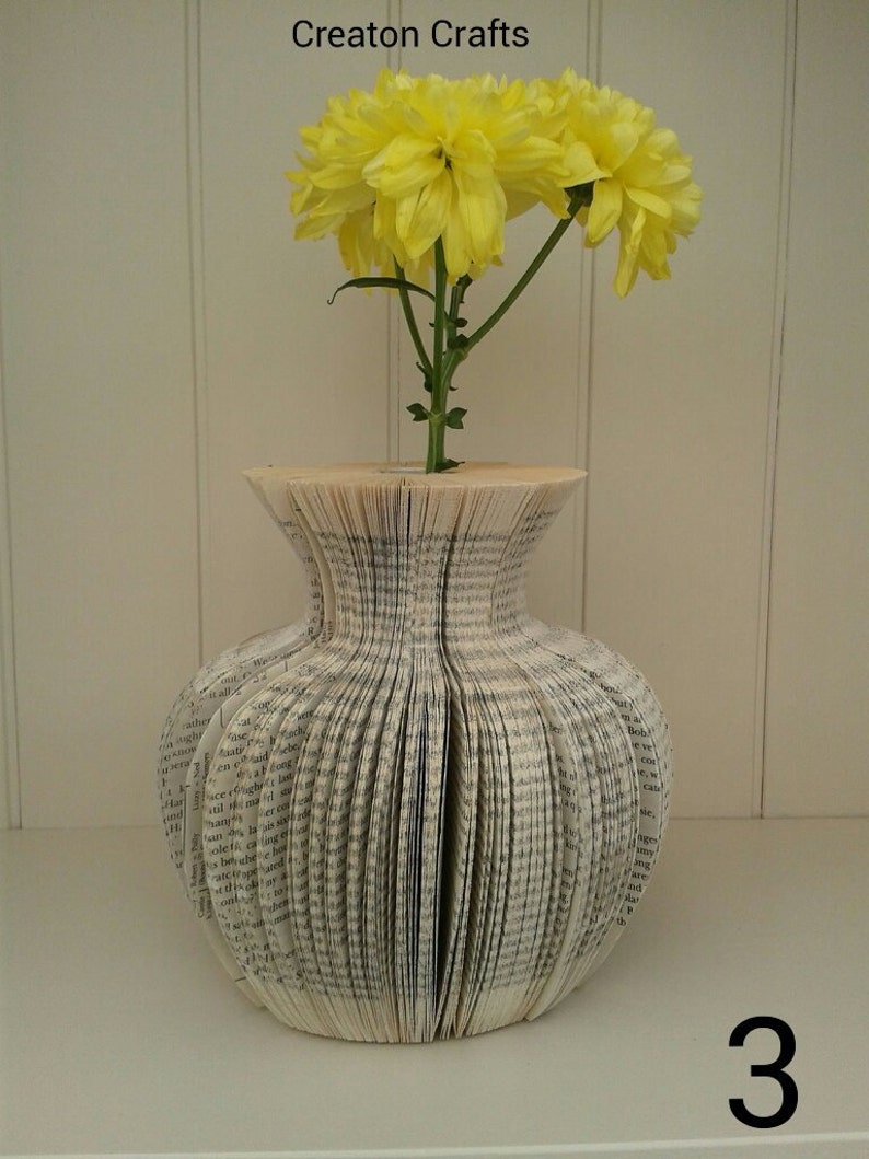 Paper Vase Book Art Holds Water unusual unique handmade books Flower holder paper vase book vase flower vase Anniversary gift image 8