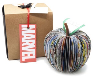 4th Anniversary Gift for Him | Superhero Paper Anniversary Apple | Personalised Book Art | 4 Year Wedding UK