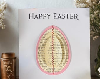 Handmade Easter Card with Book Page Egg, Literary Easter Card, Unique Easter Greeting Card, Book Lover Easter Card, Spring Card