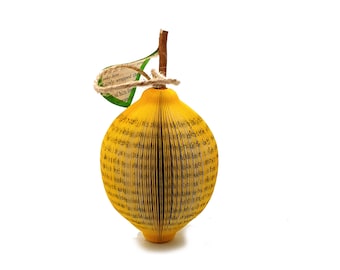 4th Anniversary Gift for Him – Lemon Book Sculpture – Fruit Anniversary Gift – Handmade Paper Fruit
