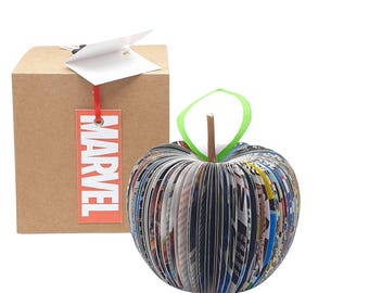 Superhero Gift for Him – Personalised Comic Book Apple – Marvel Geek Gift – Unique Gift for Husband – Handmade Book Art