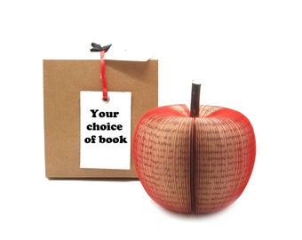 Personalised Book Gift - Personalised gift - Book Art Apple - Personalized Apple - Red -  Handmade from Book of your choice - Custom Order