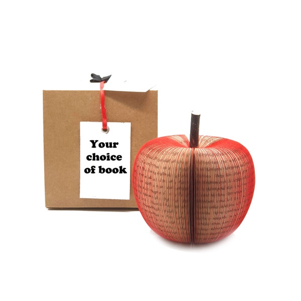 Personalised Book Gift - Personalised gift - Book Art Apple - Personalized Apple - Red -  Handmade from Book of your choice - Custom Order