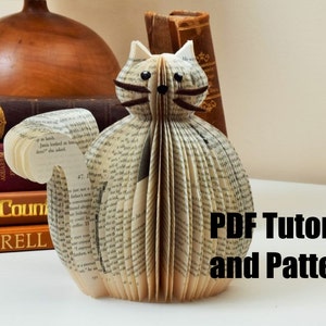 Tutorial e modello PDF - Book Art Cat - Modello di taglio della carta - Istruzioni - foto - Download immediato