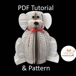 Tutorial e modello PDF - Book Art Dog - Modello di taglio della carta - Istruzioni - foto - Download immediato - Modello Book Dog - Paper Dog