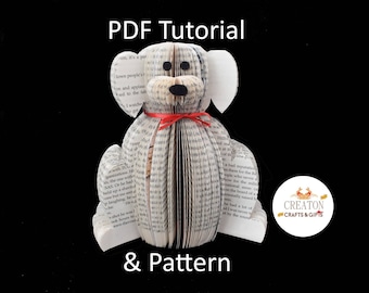 Book Art Dog Pattern – Paper Cutting Template PDF – DIY Book Page Craft Pattern – Instant Download