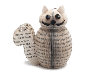 Miniature Cat Ornament - Book Art Cat - Presentation Box - 1st anniversary gift