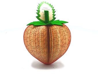 Strawberry Book Sculpture – 4th Anniversary Gift for Him – Fruit Anniversary Gift – Handmade Paper Fruit