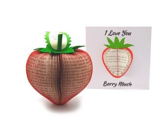 Strawberry Anniversary Gift – Personalised Strawberry Book Gift – 4th Anniversary Fruit Gift – Romantic Gift