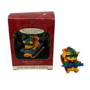 Vintage Hallmark Ornament 1998 Bright Sledding Colors Crayola Crayons