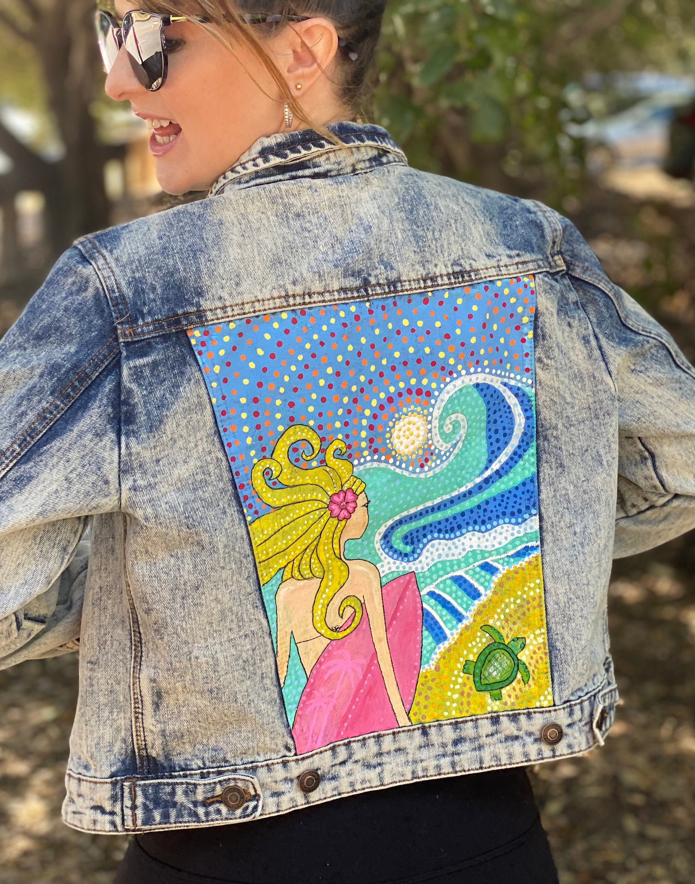 Hand Painted Denim Jacket Denim Jacket With Art Gift Custom Etsy UK