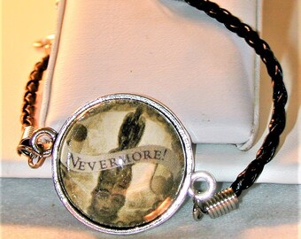 Goth Poe Raven Nevermore Cord Bracelet