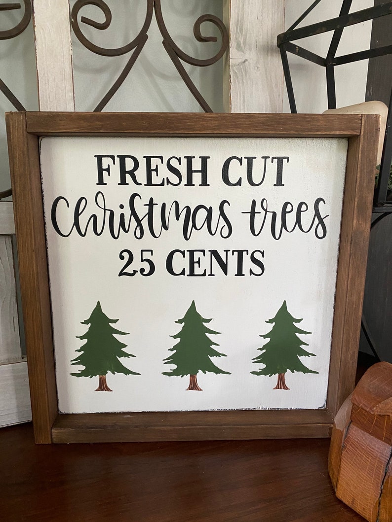 Wood Christmas Tree Sign / Christmas Sign / Fresh Cut Trees Etsy