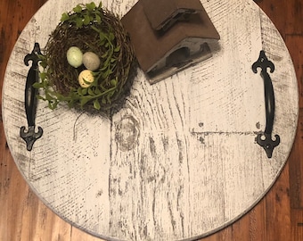 White wood tray, shabby chic wood tray, farmhouse tray, decorative tray