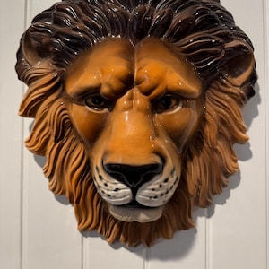 Stunning  Italian Ceramic Lions Head Sculpture Made in Italy