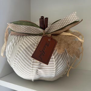 Beautiful Pumpkin Decor/ Ticking stripe pumpkin/ Farmhouse Pumpkin
