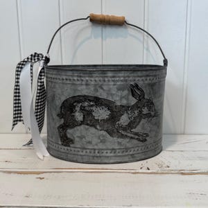 Adorable Galvanized Bunny Bucket/ Basket