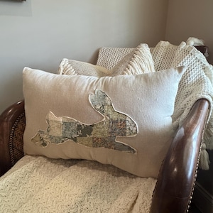 Adorable Quilted Bunny Rabbit Pillow! Easter Pillow, Spring Decor, Bunny Decor.