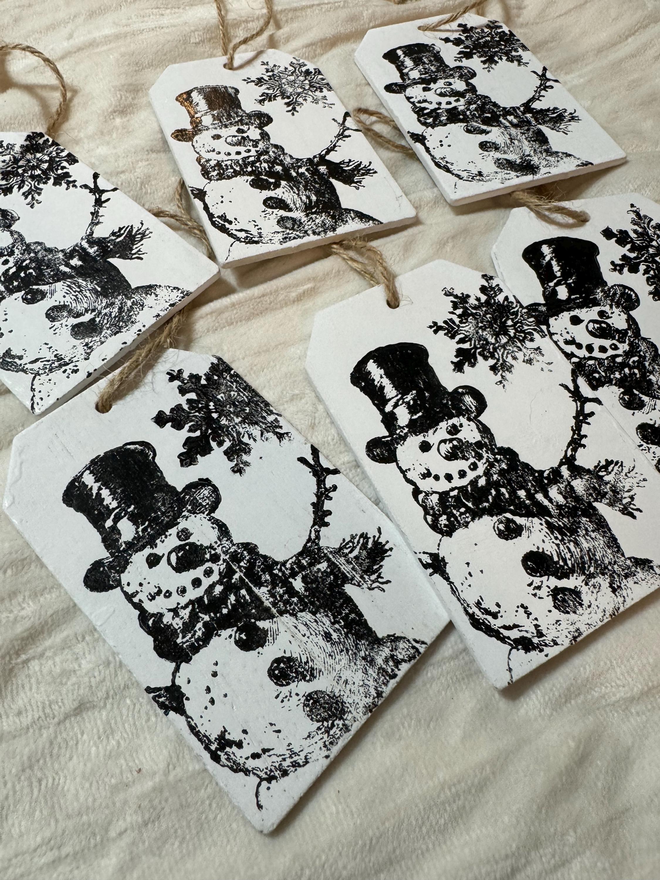 Snowman Gift Tags / Snowman Ornaments SET of 6 - Etsy
