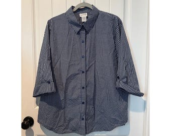BonWorth marineblauwe en witte geruite button-down shirt