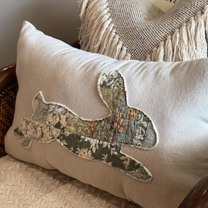 Adorable Quilted Bunny Rabbit Pillow! Easter Pillow, Spring Decor, Bunny Decor.