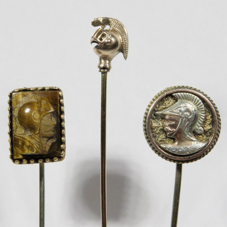 Antique Edwardian Art Deco Roman Gladiator Soldier Stick Pin Lot