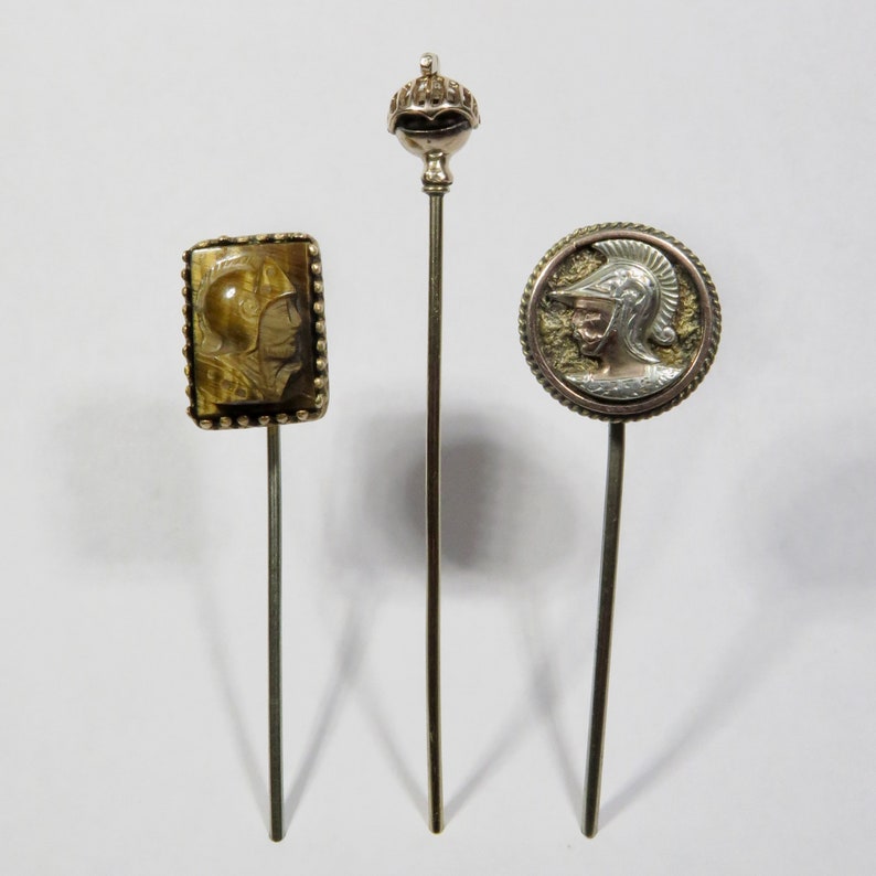 Antique Edwardian Art Deco Roman Gladiator Soldier Stick Pin Lot