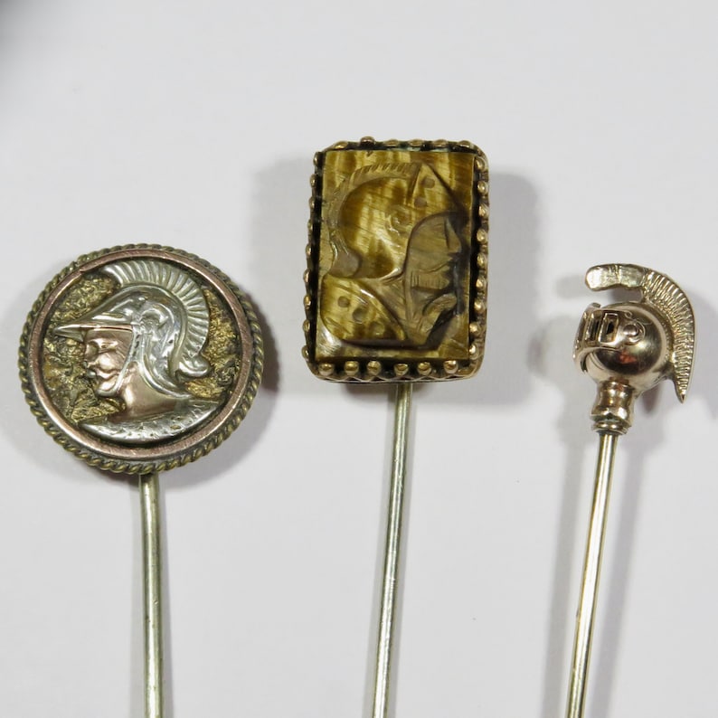 Antique Edwardian Art Deco Roman Gladiator Soldier Stick Pin Lot