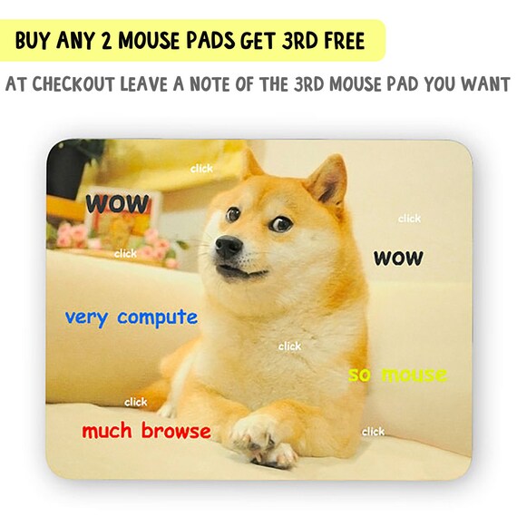 Doge Wow Large Mouse Pad Desk Mouse Pad Meme Mouse Pad Etsy