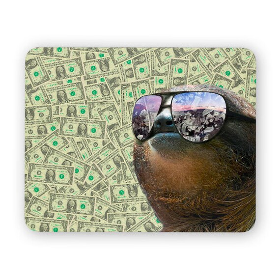 Sloth money funny desk mouse pad meme mouse pad comptuer Etsy