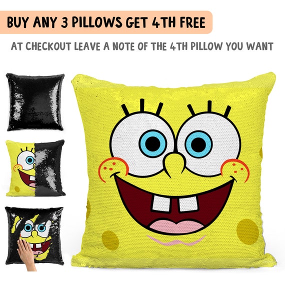 Spongebob Sequin Pillow Sequin Pillowcase Two Color Pillow Etsy