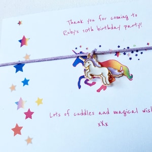 Lot de 10 cartes et bracelets de voeux de licorne - cadeaux personnalisés anniversaire anniversaire enfant
