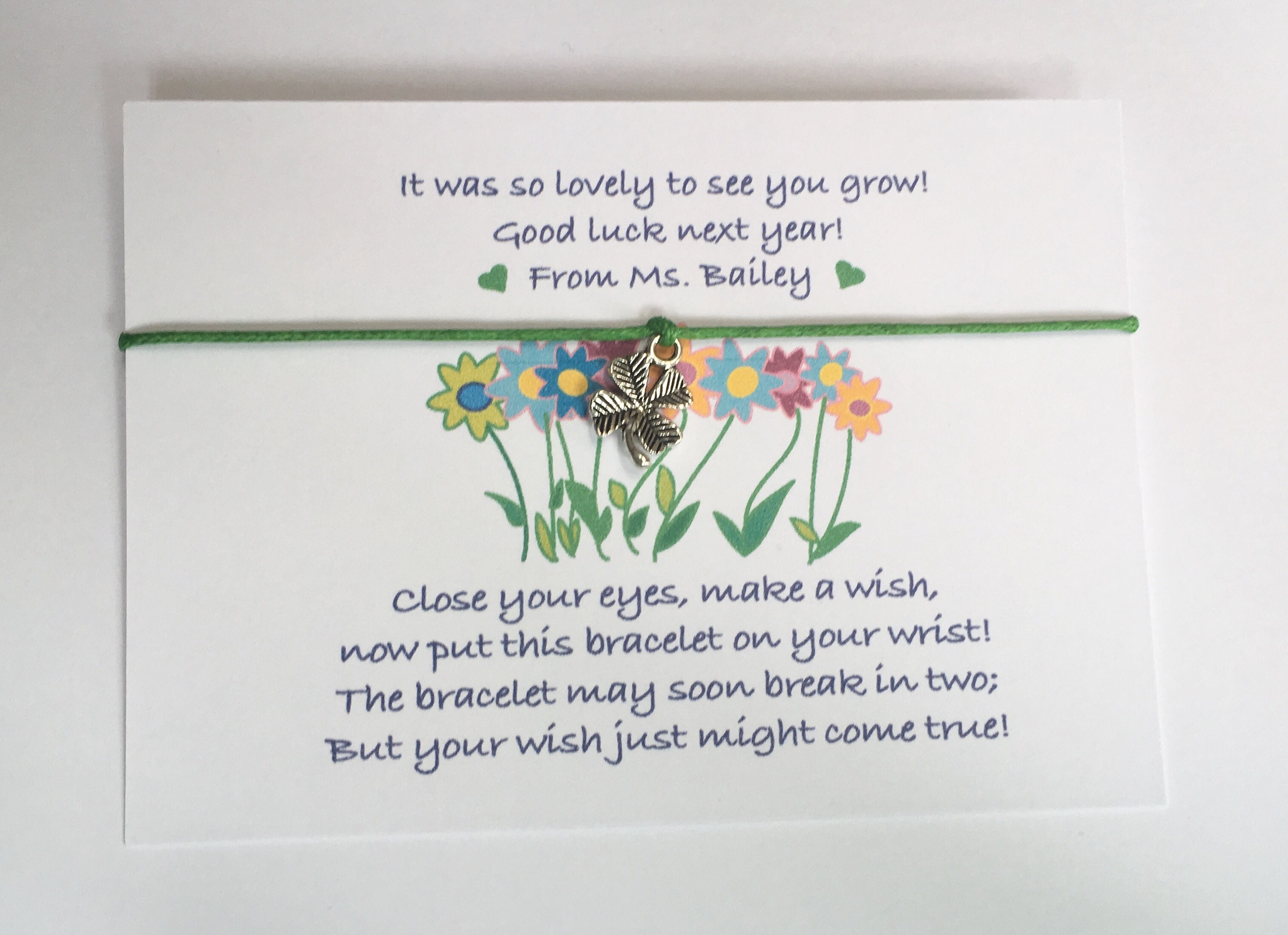 TEACHERS - Set of 10 Personalised Wish Bracelets/End of Term gifts fo…