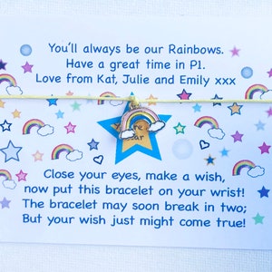Conjunto de 10* Presentes de Fim de Período Personalizados para Professores para sua Classe. Pulseiras e Cartões de Desejos de Arco-Íris - RAINBOW