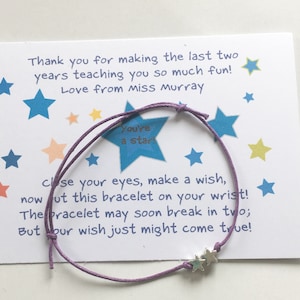 Conjunto de 10* presentes de fim de semestre personalizados para professores para sua turma. Ou presentes de agradecimento para professores! Pulseiras e cartões "Star Wish"