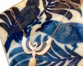 Handmade Sterling Silver simurg fenix necklace:  simurg charm jewelry