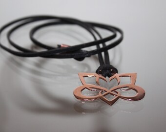 Sterling silver handmade infinity-lotus flower long necklace