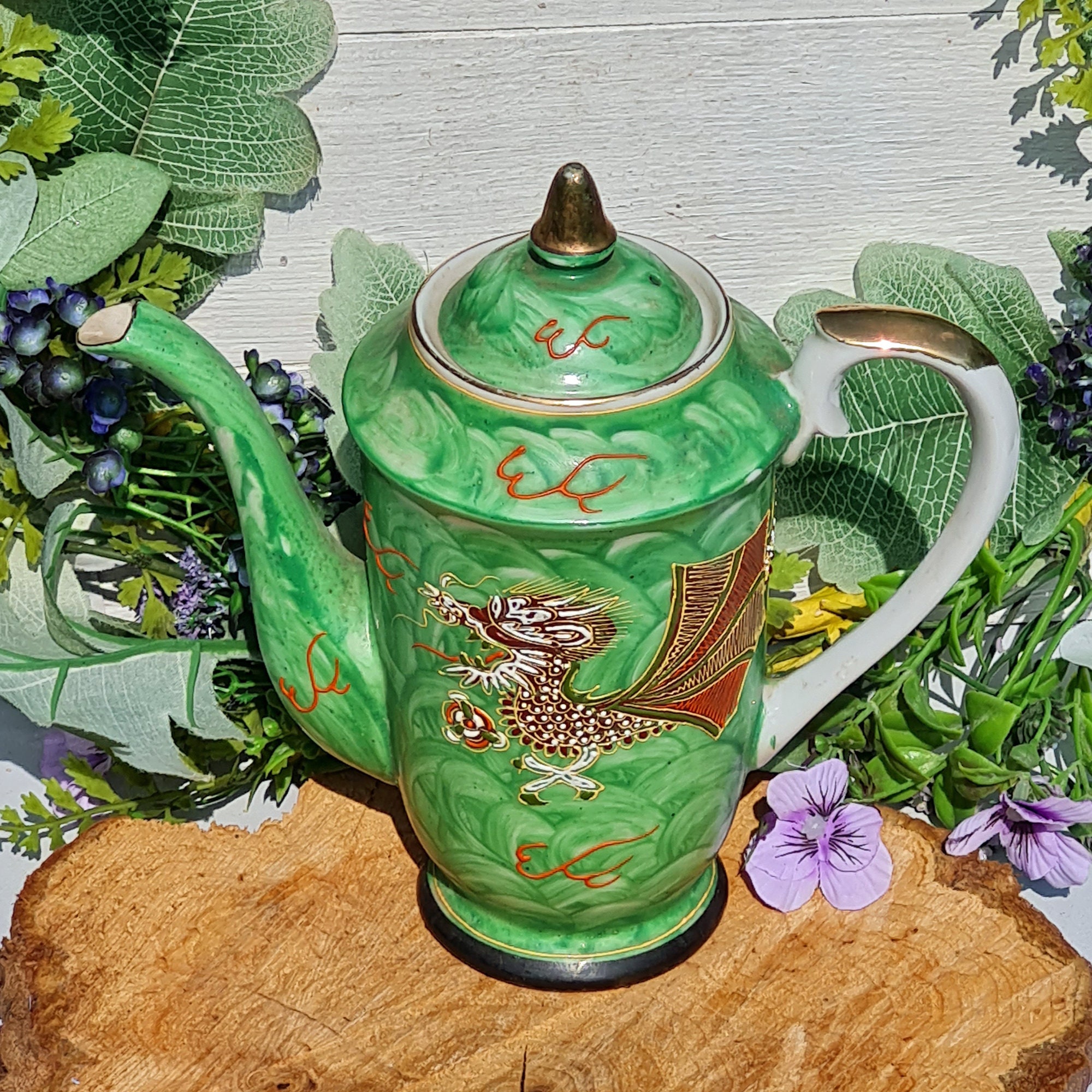 Japanese Dragon Vintage Teapot Asian Dragon China Teapot Etsy