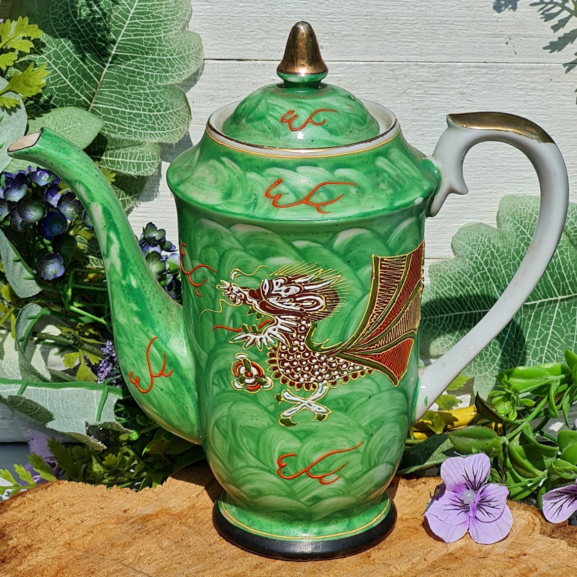 Japanese Dragon Vintage Teapot Asian Dragon China Teapot Etsy