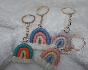 Mini Macrame pastel rainbow keyring